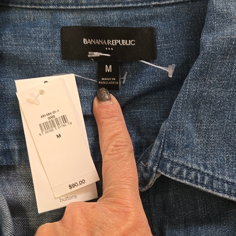 Banana Republic New With Tags Seamed Denim Midi Dress Pockets Medium Sleeveless - Picture 9 of 9